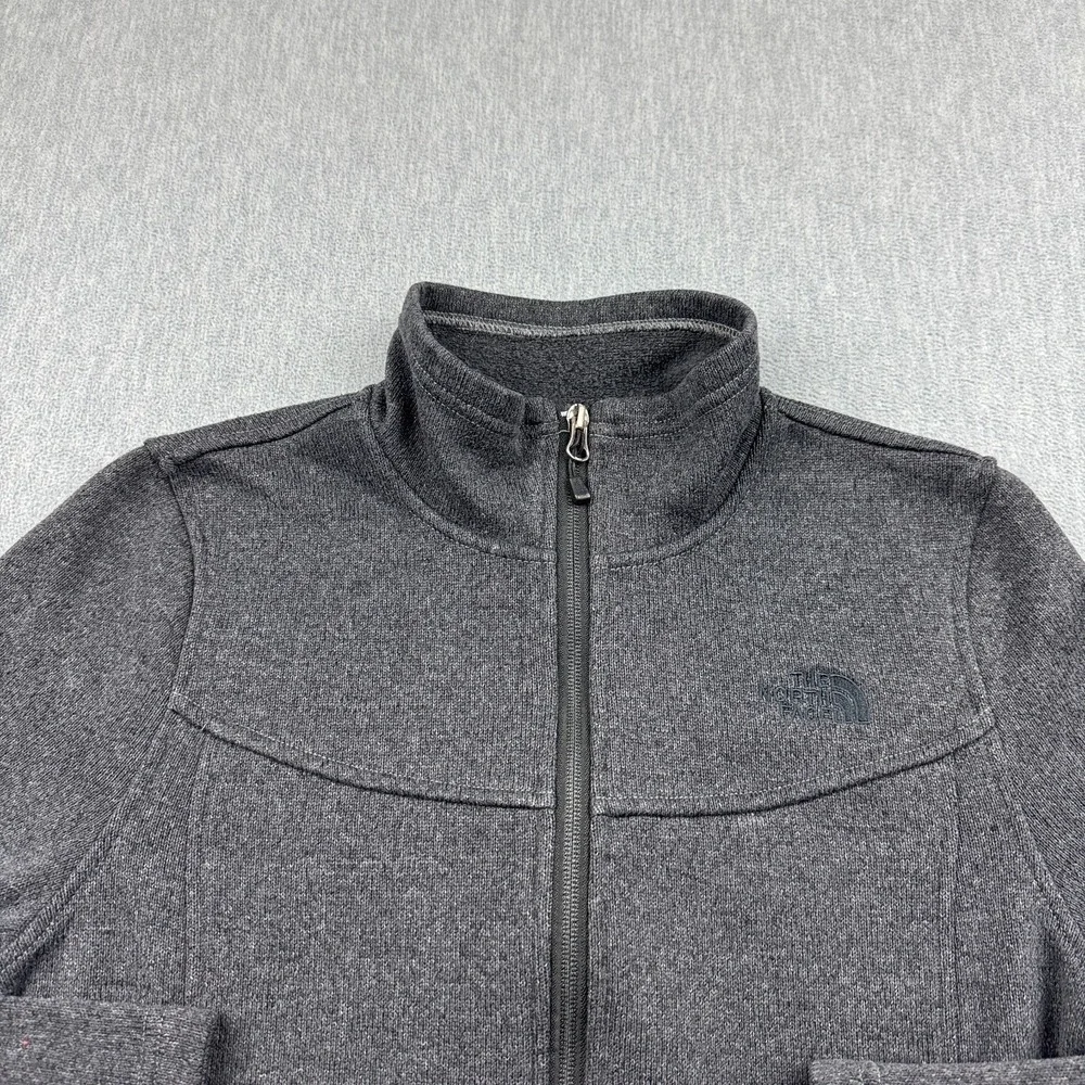 The North Face Sweater Womens Large Gray Fleece Full Zip Pockets Long Sleeve Top